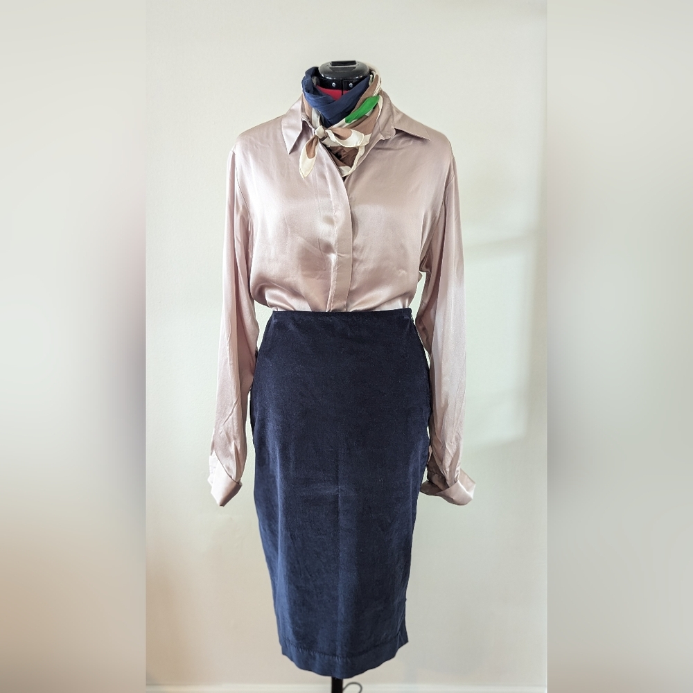 Vintage Platinum Silk Shirt Women's L